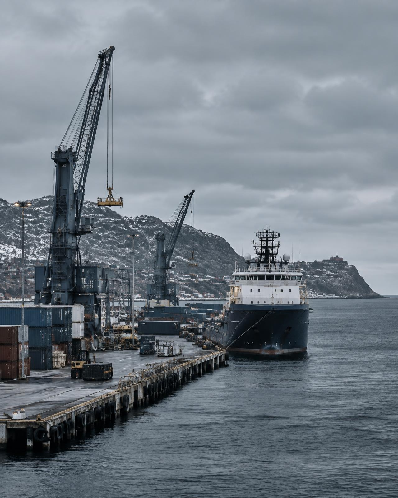 Industrial wharf with cranes