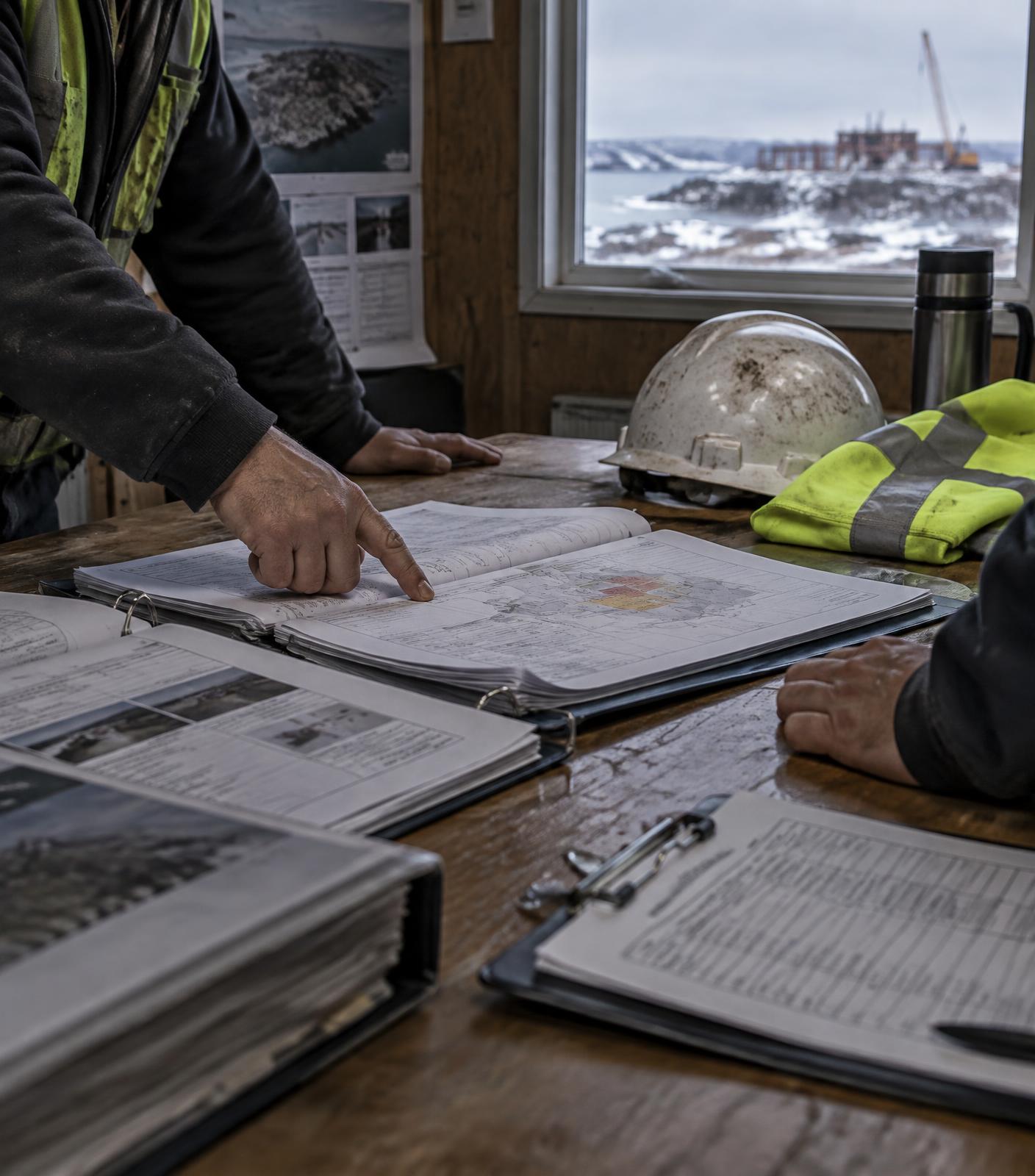 Safety program binder on a site table